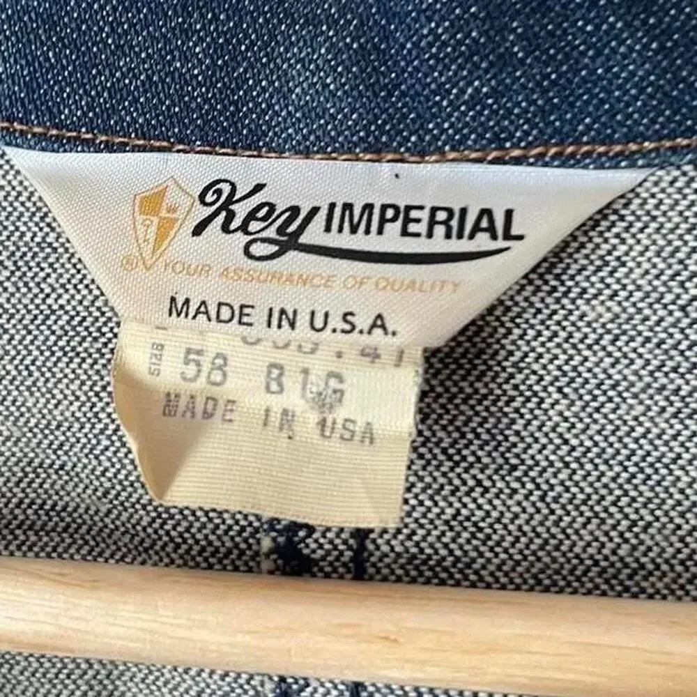 Vintage 70s Key Imperial Denim Trucker Jacket | Eagle Biker | Size 58 3-4XL